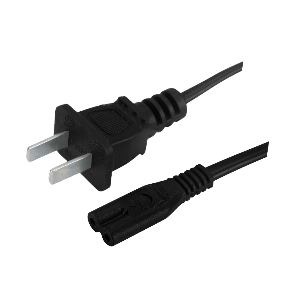 PBB-6~ST2 China tweeaderige kabel met platte stekker ccc gecertificeerd netsnoer met c7 achthoekige connector